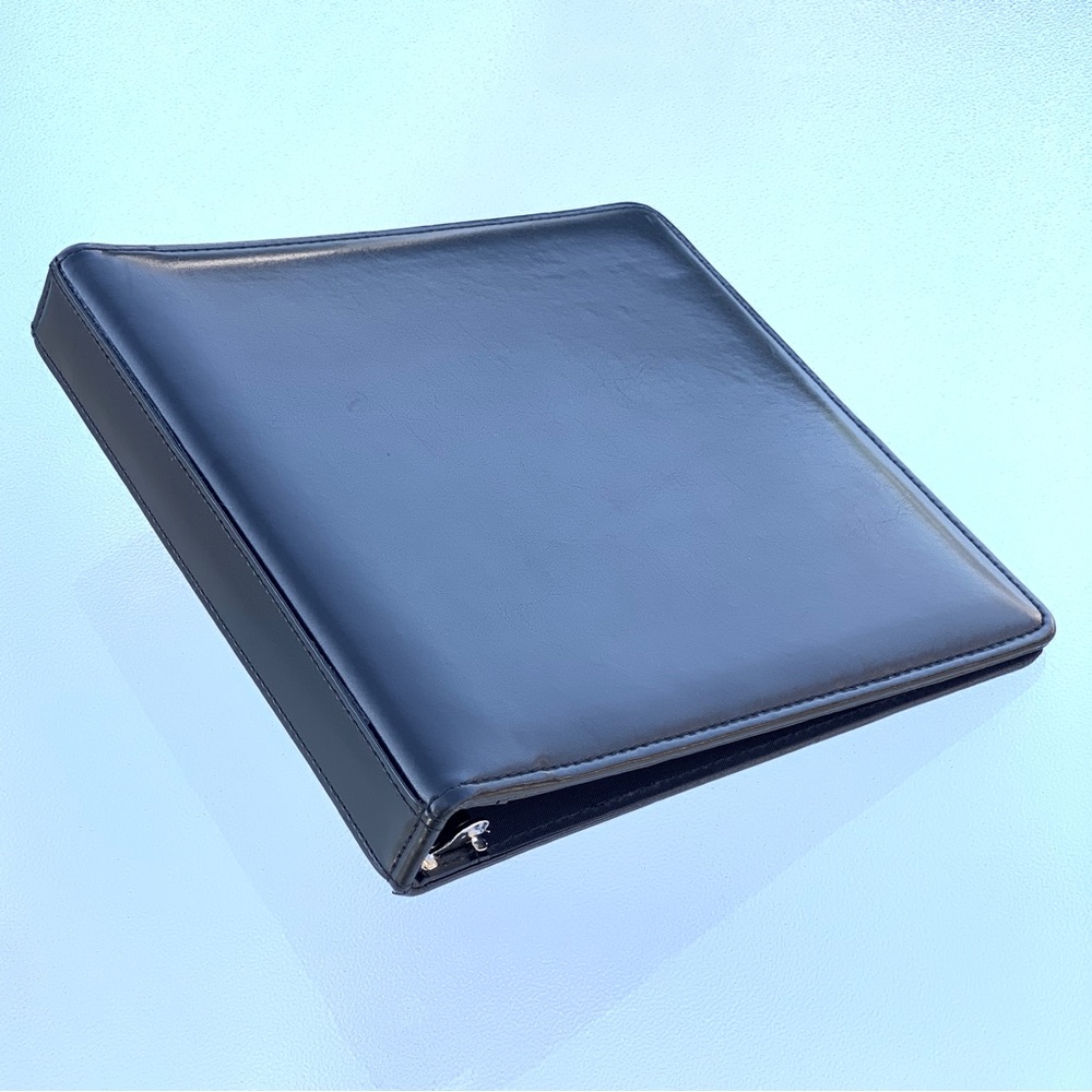 Black Leather 3-Ring Checkbook Binder